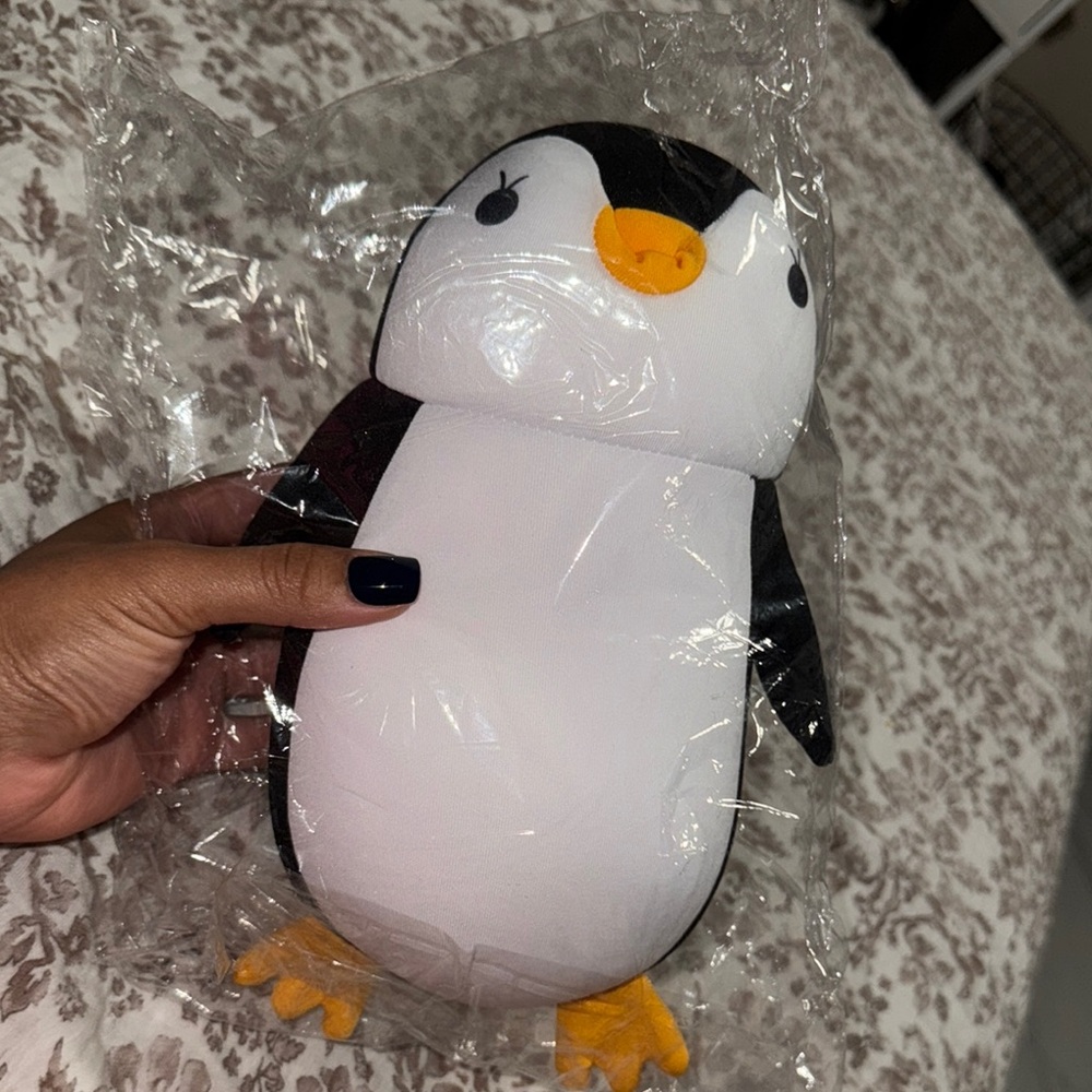 Plush Penguin Bird Toy/ converts to  travel pillow- Black and White